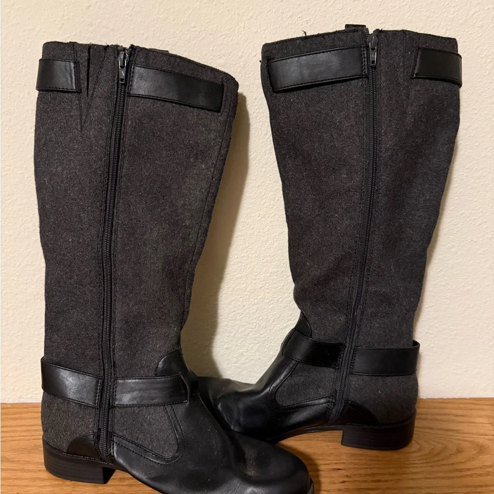 AEROSOLES Black and‎ Gray Over-the-Knee Boots